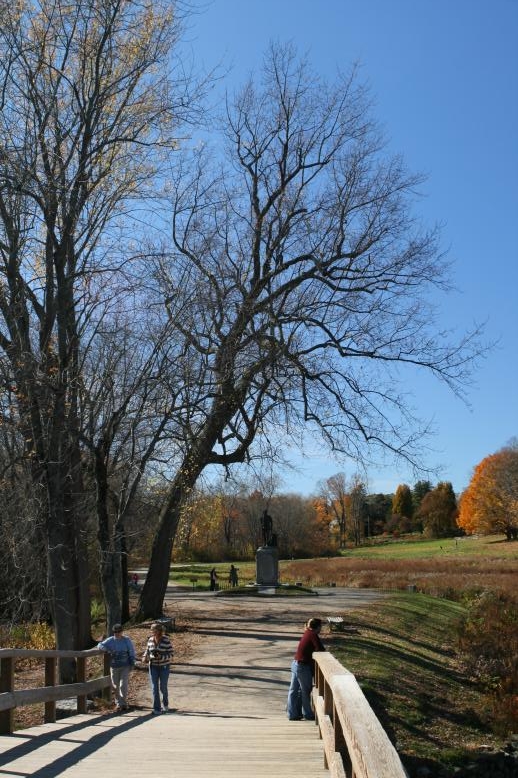 The famous bridge above the flood, Concord, MA.