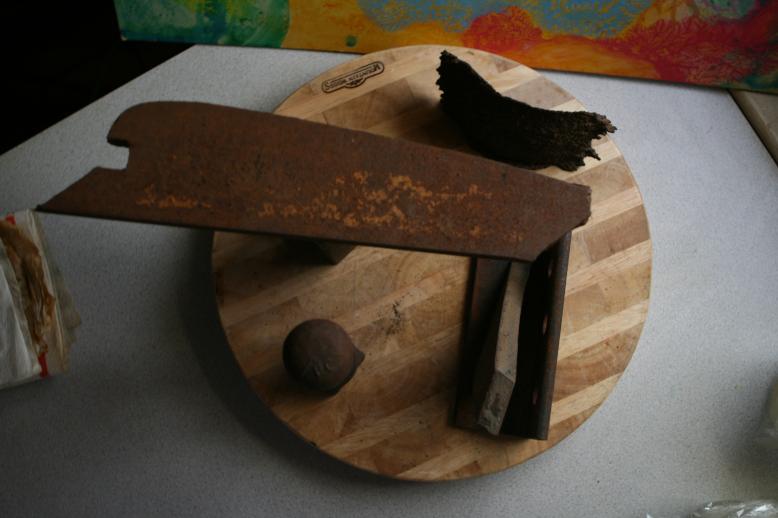 A sculpture by John Barents, Nov 2009.  These are movable, and hence, temporary sculptures that John composes.
