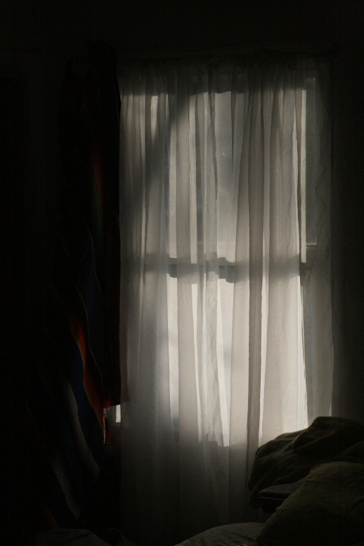 A window in a bed room illuminated by the late afternoon sunlight. This window faces West, copyright © 2011